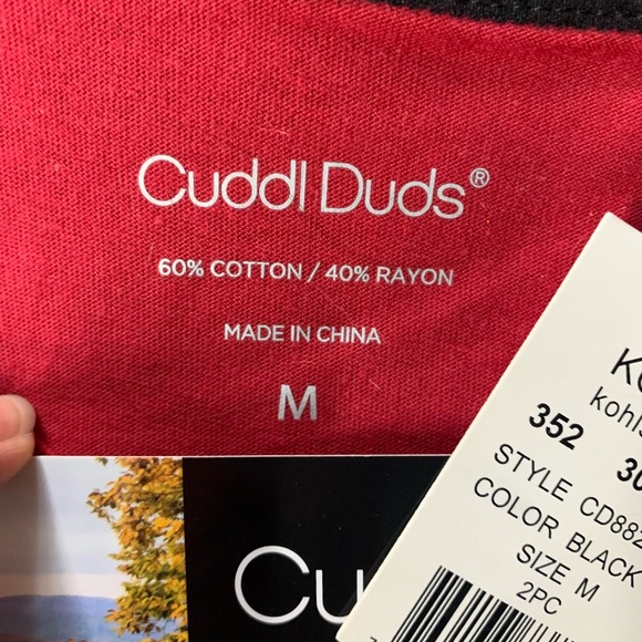 Kohl's Cuddl Duds Maroon and Plaid Pajama Set - Picture 3 of 5